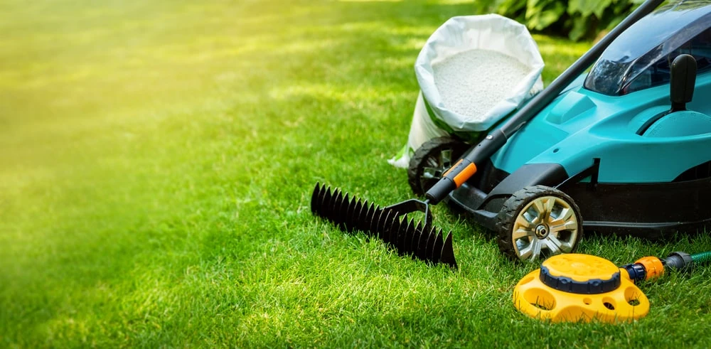 Fertilizer equipment on grass.