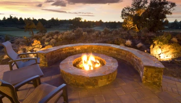 Outdoor stone firepit.