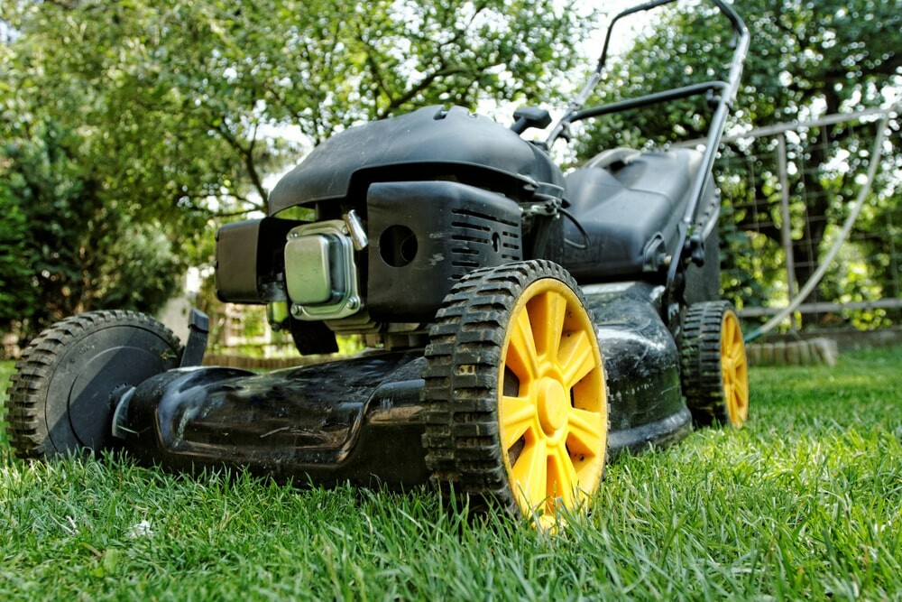 Lawn mower on grass