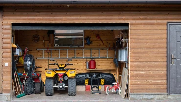 Lawn equipment in a shed The Grounds Guys of Gettysburg