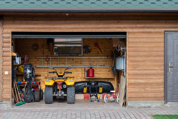 Lawn equipment in a shed The Grounds Guys of Gettysburg