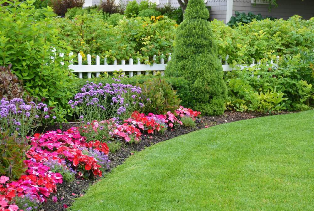 Residential flower bed with trench edging