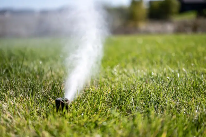 Sprinkler system being drained out for winter