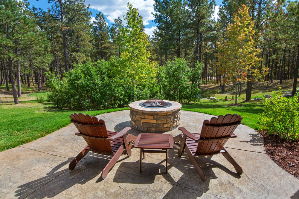 Outdoor fire pit in backyard