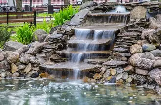 Rock work layered waterfall fountain